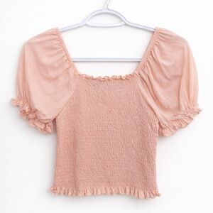 Vero Moda Pink Smocked Puff Sleeve Cute Top - XS